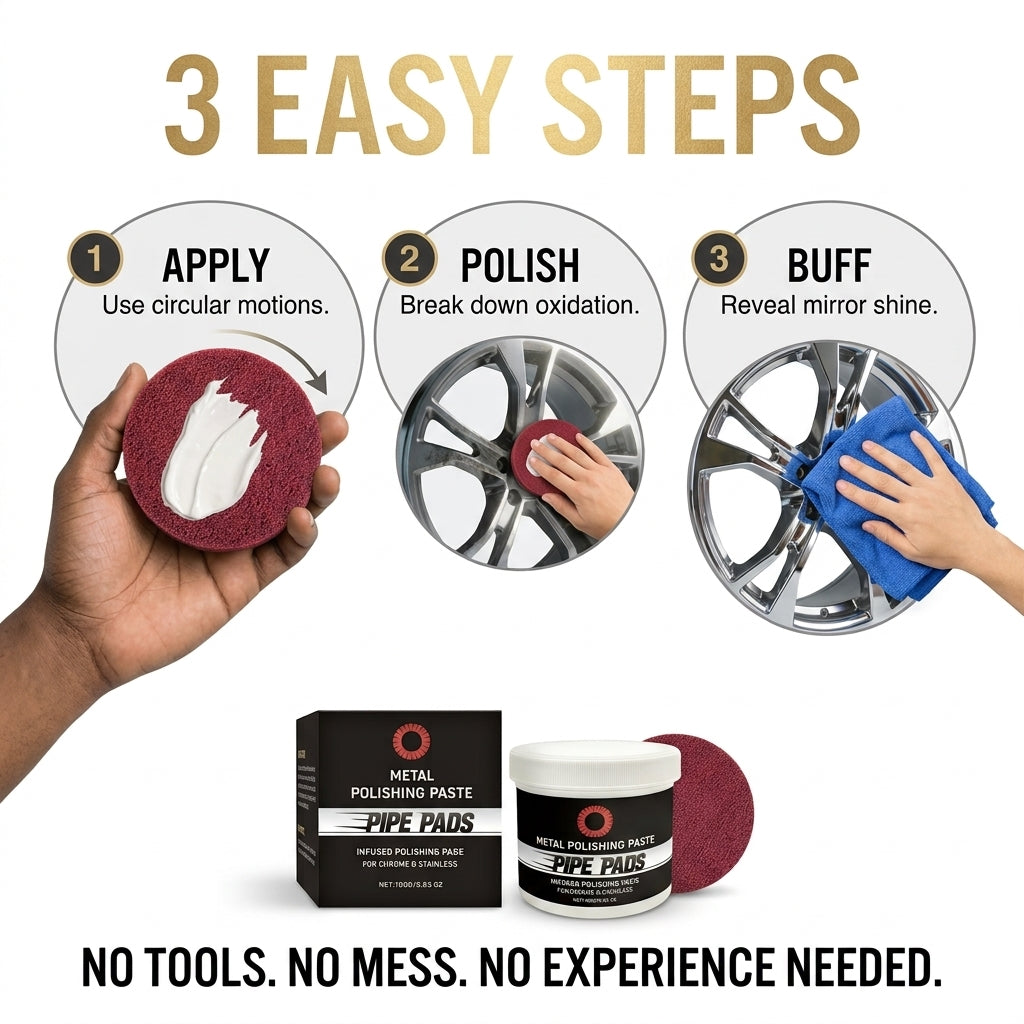 MirrorFinish Pads™ Remove scratches and oxidation.