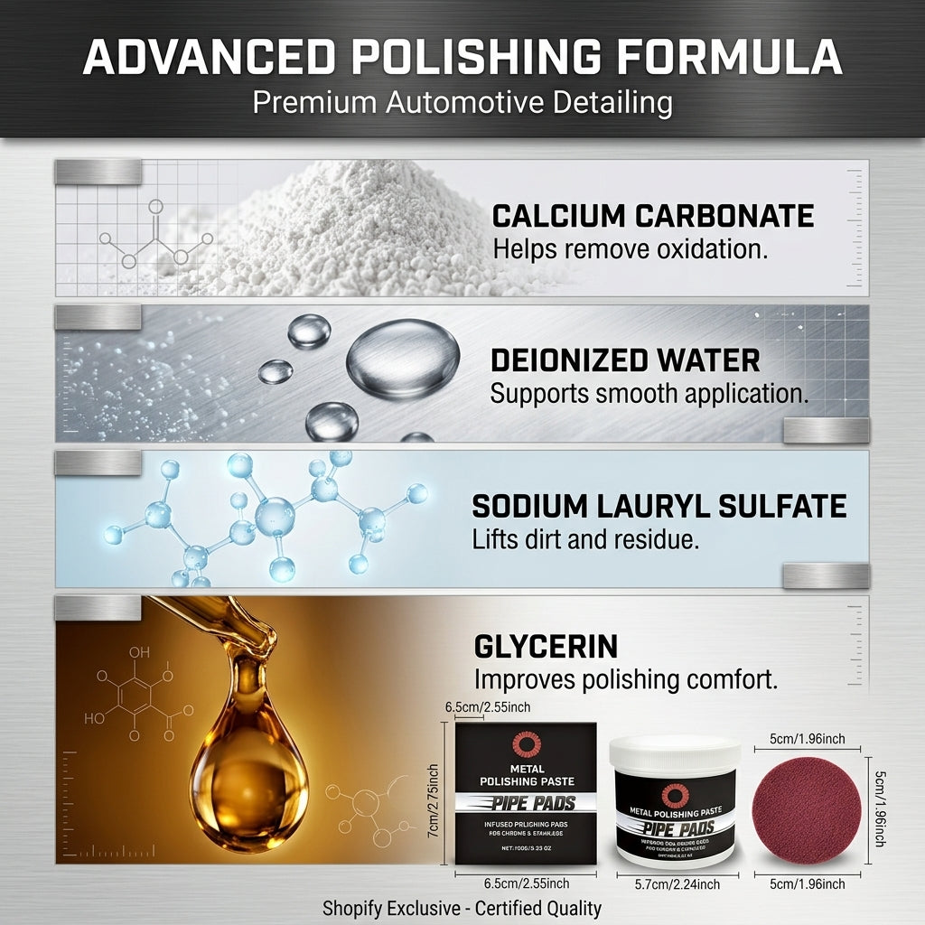 MirrorFinish Pads™ Remove scratches and oxidation.