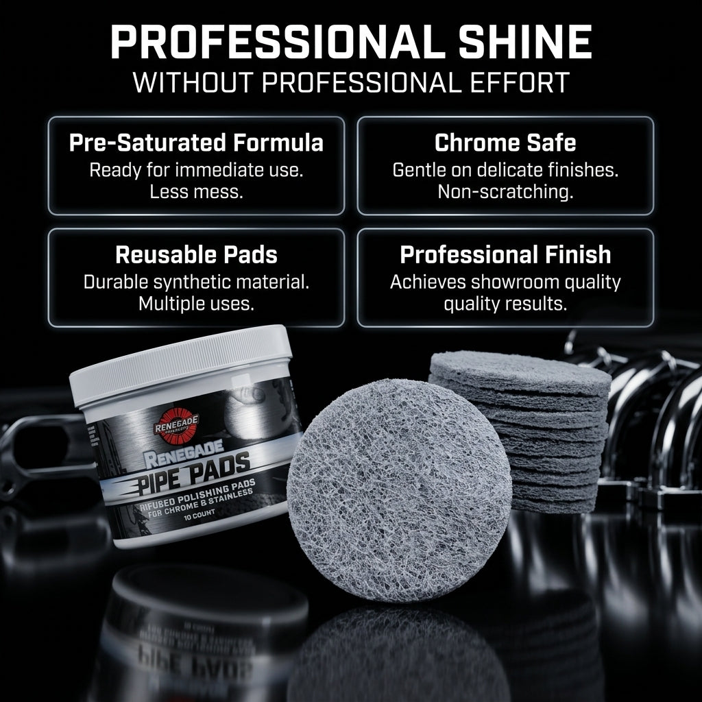 MirrorFinish Pads™ Remove scratches and oxidation.