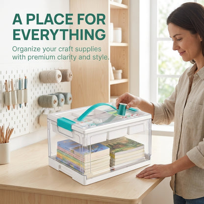 Clear Craft Organizer with Adjustable Dividers, Keep Every Supply in Its Place