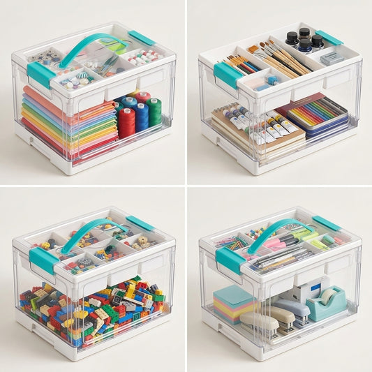 Clear Craft Organizer with Adjustable Dividers, Keep Every Supply in Its Place