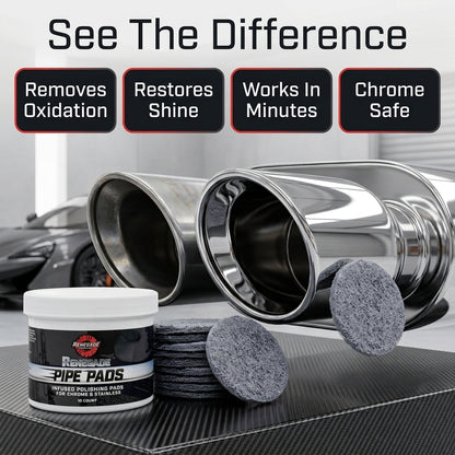 MirrorFinish Pads™ Remove scratches and oxidation.
