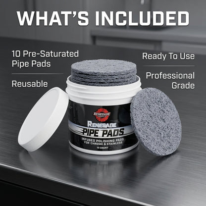 MirrorFinish Pads™ Remove scratches and oxidation.