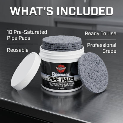MirrorFinish Pads™ Remove scratches and oxidation.
