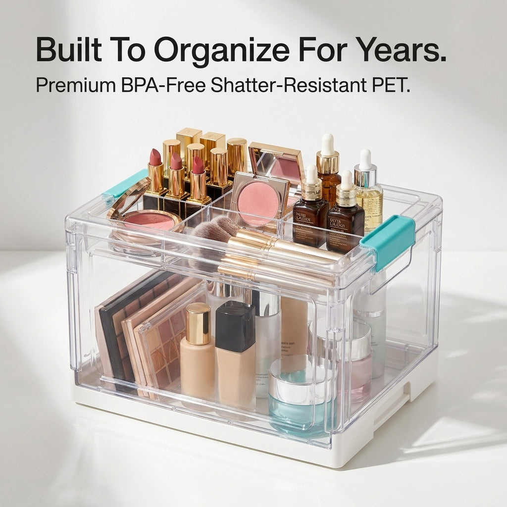 Clear Craft Organizer with Adjustable Dividers, Keep Every Supply in Its Place