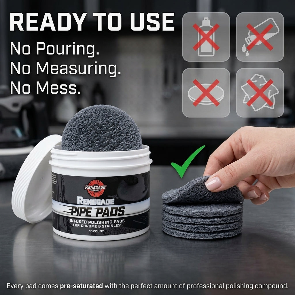 MirrorFinish Pads™ Remove scratches and oxidation.