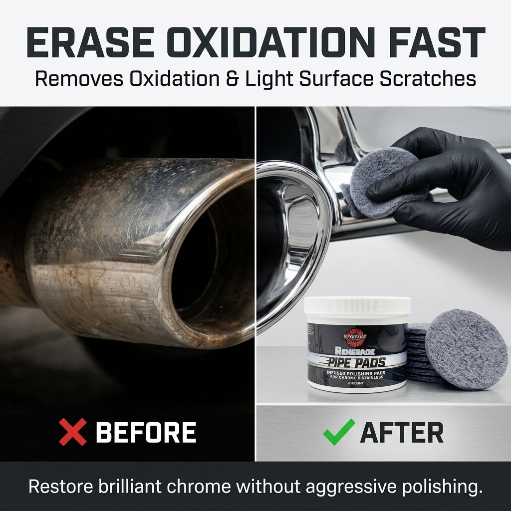 MirrorFinish Pads™ Remove scratches and oxidation.