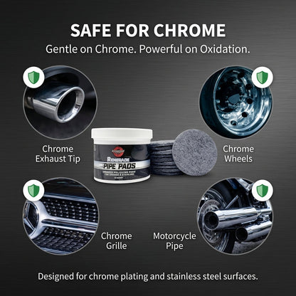 MirrorFinish Pads™ Remove scratches and oxidation.