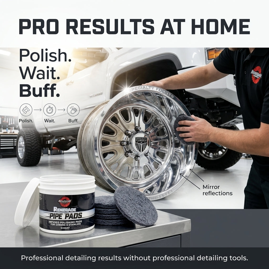 MirrorFinish Pads™ Remove scratches and oxidation.