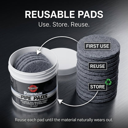 MirrorFinish Pads™ Remove scratches and oxidation.