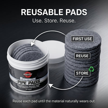 MirrorFinish Pads™ Remove scratches and oxidation.